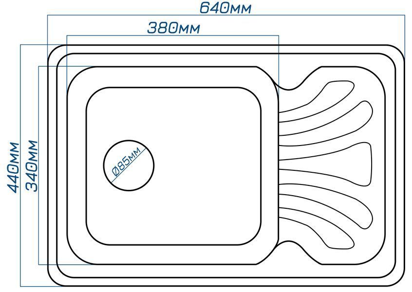 Мийка кухонна, гранітна, прямокутна, Valetti 10N 640х445мм Бежева + змішувач