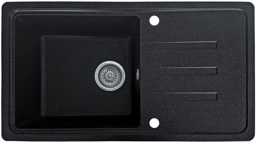 Комплект кухонной мойки Valetti 36N Anthracite (черная) &mdash; мойка + смеситель + сифон