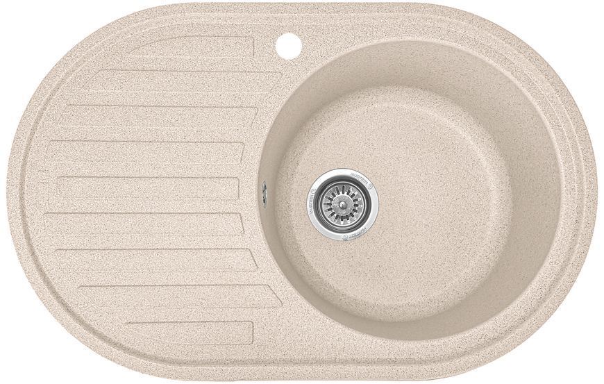 Мойка кухонная, гранитная, овальная, Valetti Model 27N, Sahara (бежевая), 770х500 мм VAL-27N-SAH фото