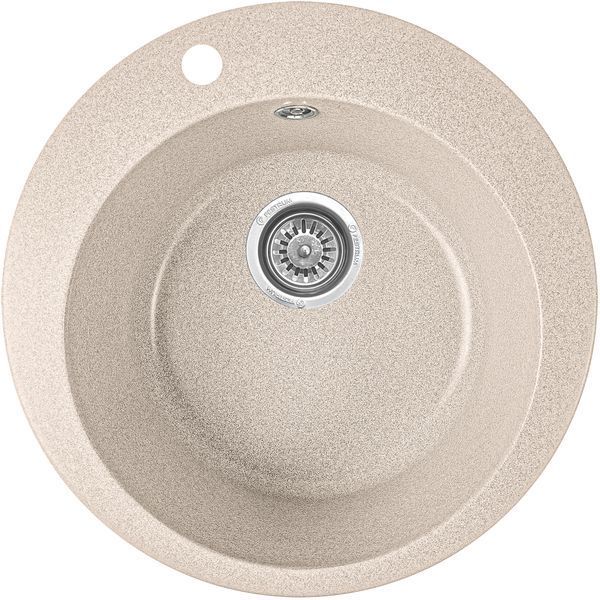 Мойка кухонная, круглая, Valetti 7S с классическим смесителем в бежевом цвете