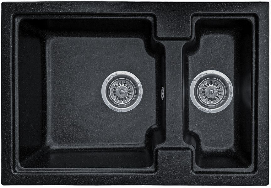 Комплект кухонной мойки Valetti 43N Anthracite (черная) &mdash; мойка + смеситель + сифон