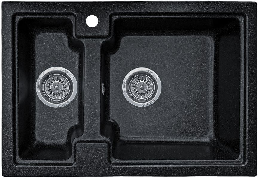 Комплект кухонной мойки Valetti 43N Anthracite (черная) &mdash; мойка + смеситель + сифон
